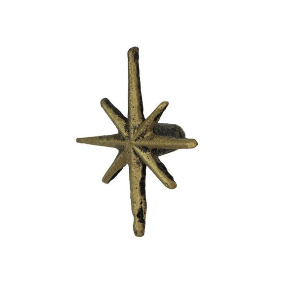 Set of 6 Antique Gold Finish Mid Century Modern Starburst Drawer Pulls Knobs - Picture 3 of 8